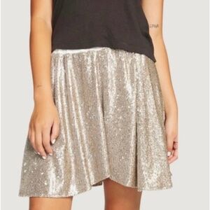 NWT CHASER-Gold Sequin Knee-Length Skater Skirt